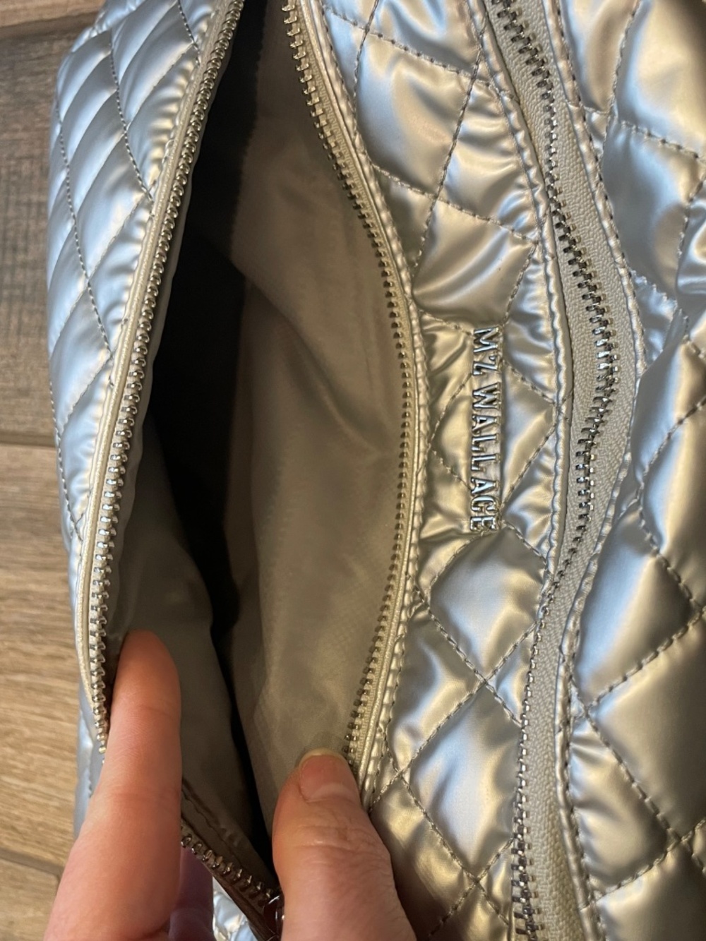 MZ Wallace Matte Silver Crosby Crossbody Sling Bag - Picture 3 of 9